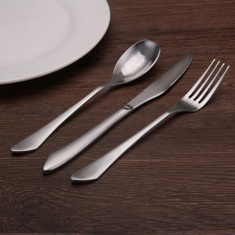 sharecook Matte Silverware Set, 20-Piece Stainless Steel Flatware Set Service for 4, Satin Finish Tableware Cutlery Set for Home and Restaurant, Dishwasher Safe - Image 5